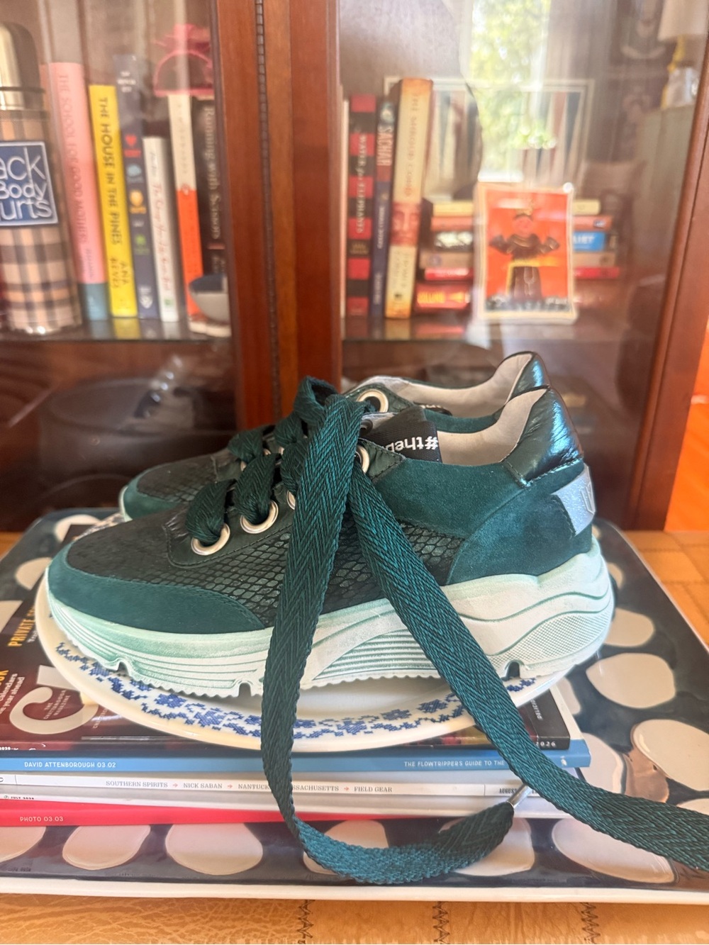 Women's Chunky Sneaker in Dark Teal Green